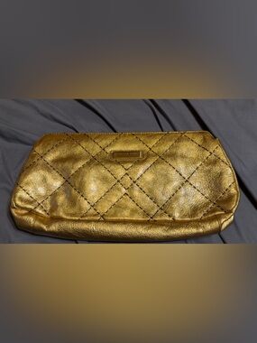 Isabella Fiore Gold Quilted Metallic Clutch